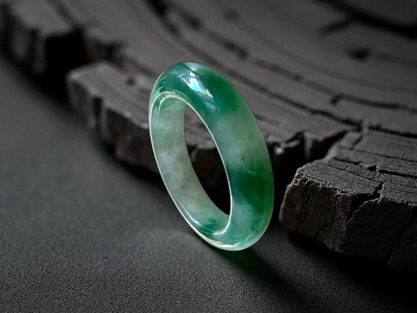 Masters Burmese A-Jadeite Infinity Band Ring Size US 9.5 09021 - Certified