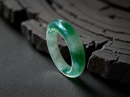 Masters Burmese A-Jadeite Infinity Band Ring Size US 9.5 09021 - Certified