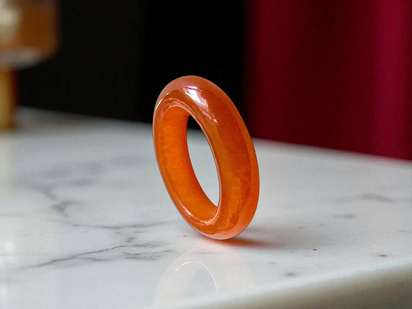 Masters Burmese Red A-Jadeite Infinity Band Ring Size US 5.5 09022 - Certified