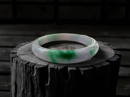 Earth's (MADE IN JAPAN) Burmese Green and Lavender A-Jade Round Bangle Bracelet - Certified 08831