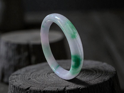 Earth's (MADE IN JAPAN) Burmese Green and Lavender A-Jade Round Bangle Bracelet - Certified 08831