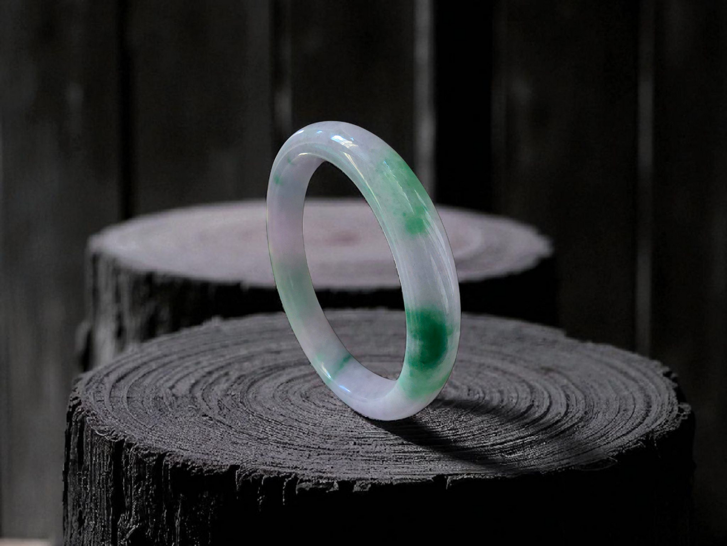 Earth's (MADE IN JAPAN) Burmese Green and Lavender A-Jade Round Bangle Bracelet - Certified 08831