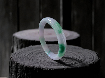 Earth's (MADE IN JAPAN) Burmese Green and Lavender A-Jade Round Bangle Bracelet - Certified 08831