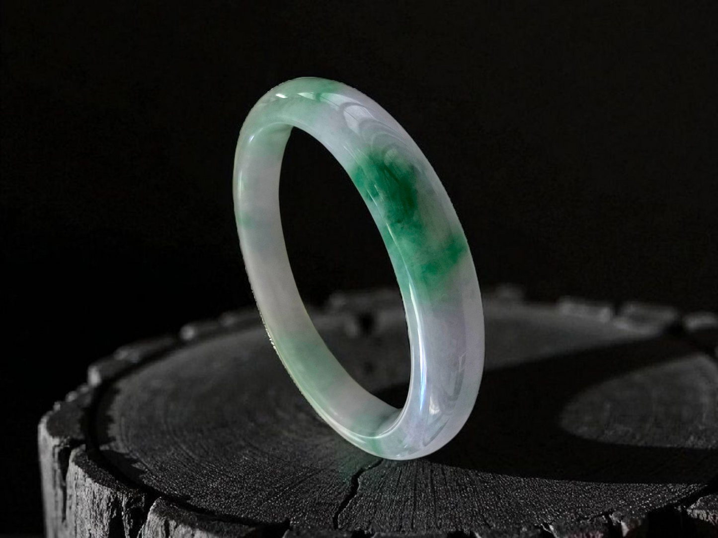 Earth's (MADE IN JAPAN) Burmese Green and Lavender A-Jade Round Bangle Bracelet - Certified 08831