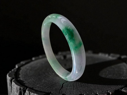 Earth's (MADE IN JAPAN) Burmese Green and Lavender A-Jade Round Bangle Bracelet - Certified 08831