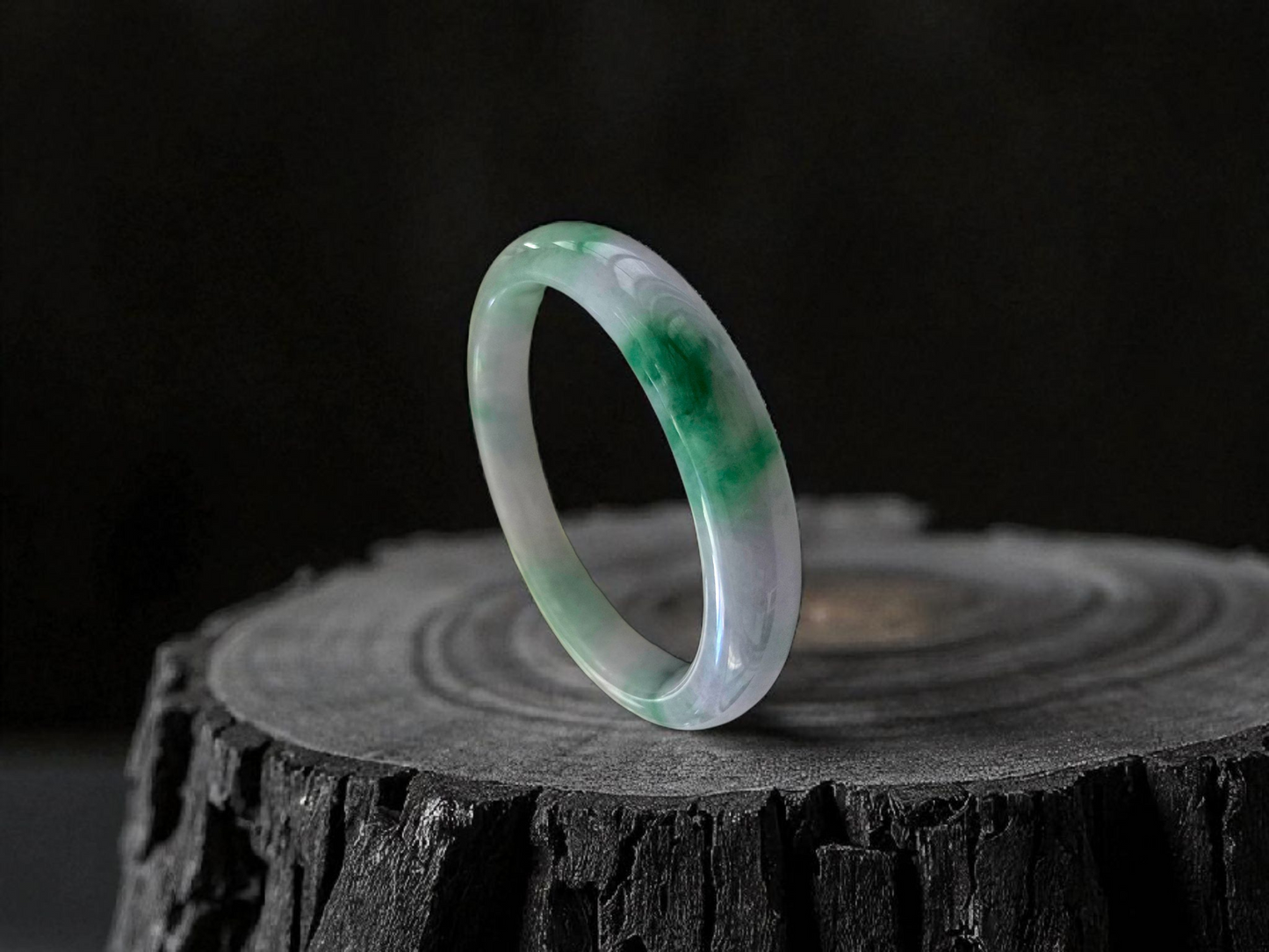 Earth's (MADE IN JAPAN) Burmese Green and Lavender A-Jade Round Bangle Bracelet - Certified 08831