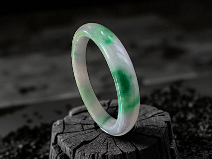 Earth's (MADE IN JAPAN) Burmese Green and Lavender A-Jade Round Bangle Bracelet - Certified 08831