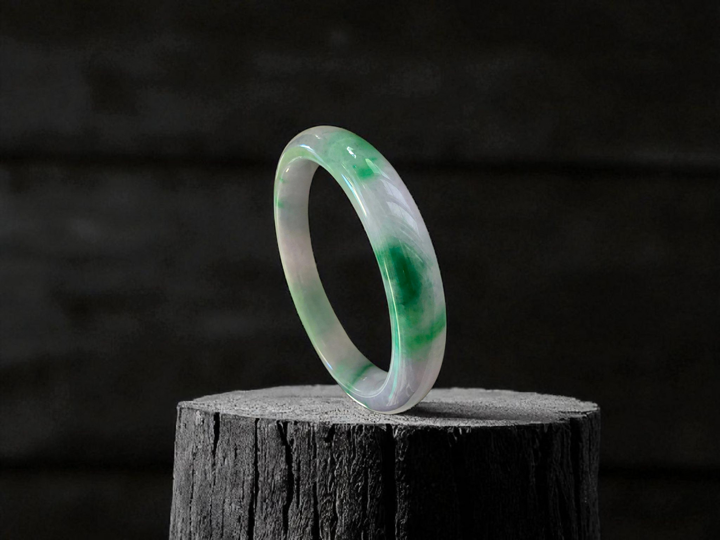 Earth's (MADE IN JAPAN) Burmese Green and Lavender A-Jade Round Bangle Bracelet - Certified 08831