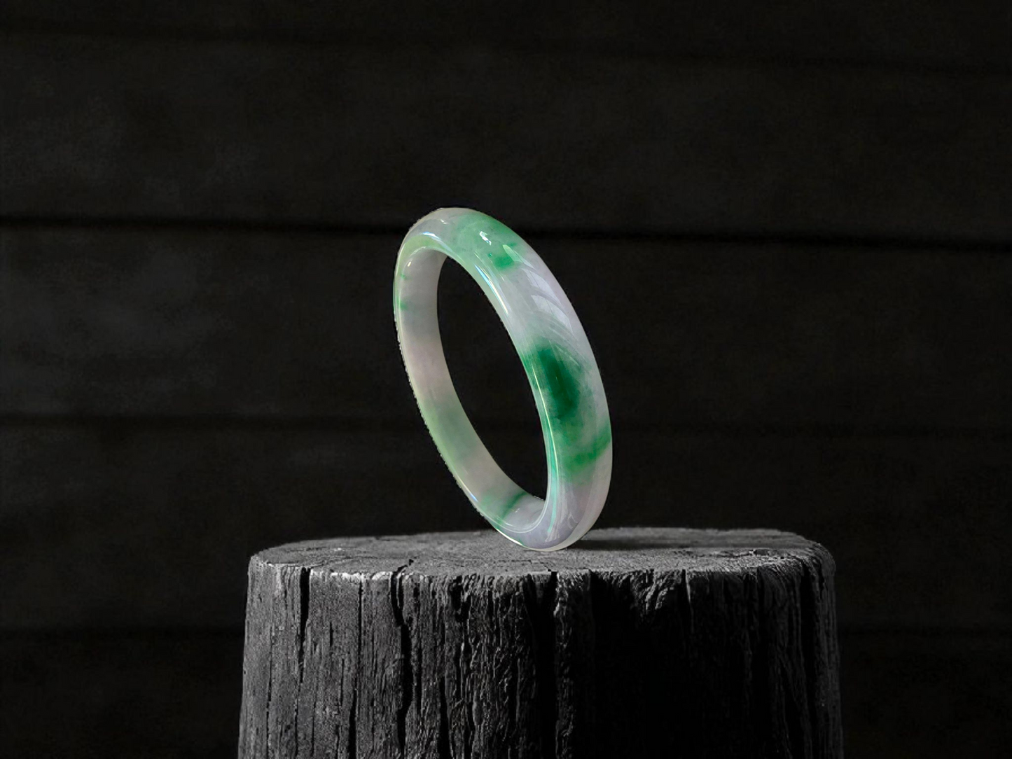 Earth's (MADE IN JAPAN) Burmese Green and Lavender A-Jade Round Bangle Bracelet - Certified 08831