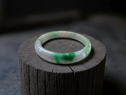 Earth's (MADE IN JAPAN) Burmese Green and Lavender A-Jade Round Bangle Bracelet - Certified 08831