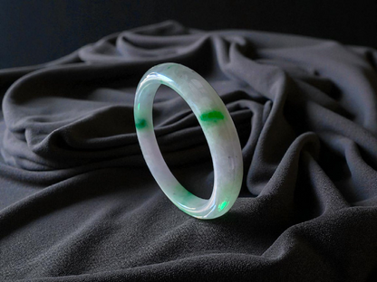 Earth's (MADE IN JAPAN) Burmese Green and Lavender A-Jade Round Bangle Bracelet - Certified 08832