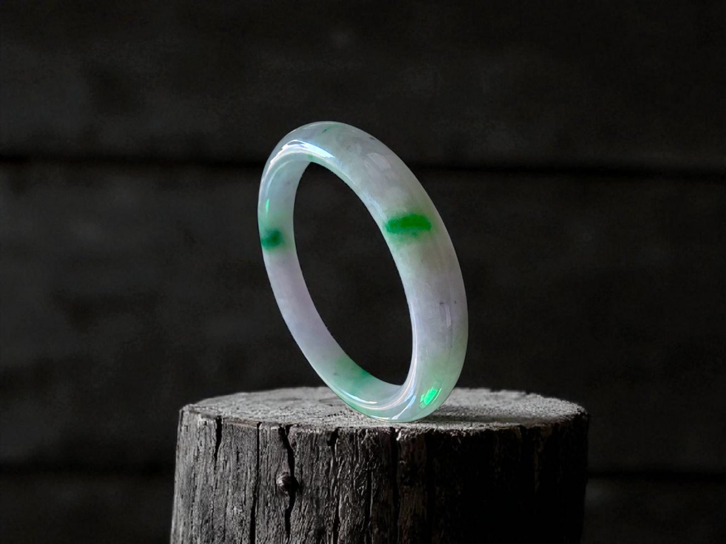 Earth's (MADE IN JAPAN) Burmese Green and Lavender A-Jade Round Bangle Bracelet - Certified 08832