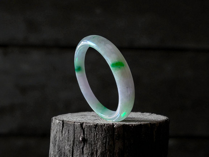 Earth's (MADE IN JAPAN) Burmese Green and Lavender A-Jade Round Bangle Bracelet - Certified 08832