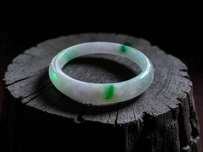 Earth's (MADE IN JAPAN) Burmese Green and Lavender A-Jade Round Bangle Bracelet - Certified 08832