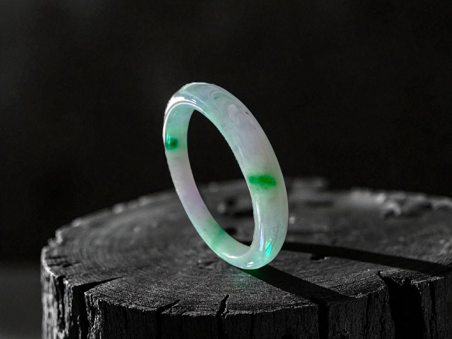 Earth's (MADE IN JAPAN) Burmese Green and Lavender A-Jade Round Bangle Bracelet - Certified 08832