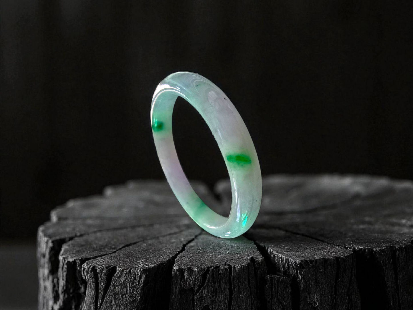 Earth's (MADE IN JAPAN) Burmese Green and Lavender A-Jade Round Bangle Bracelet - Certified 08832