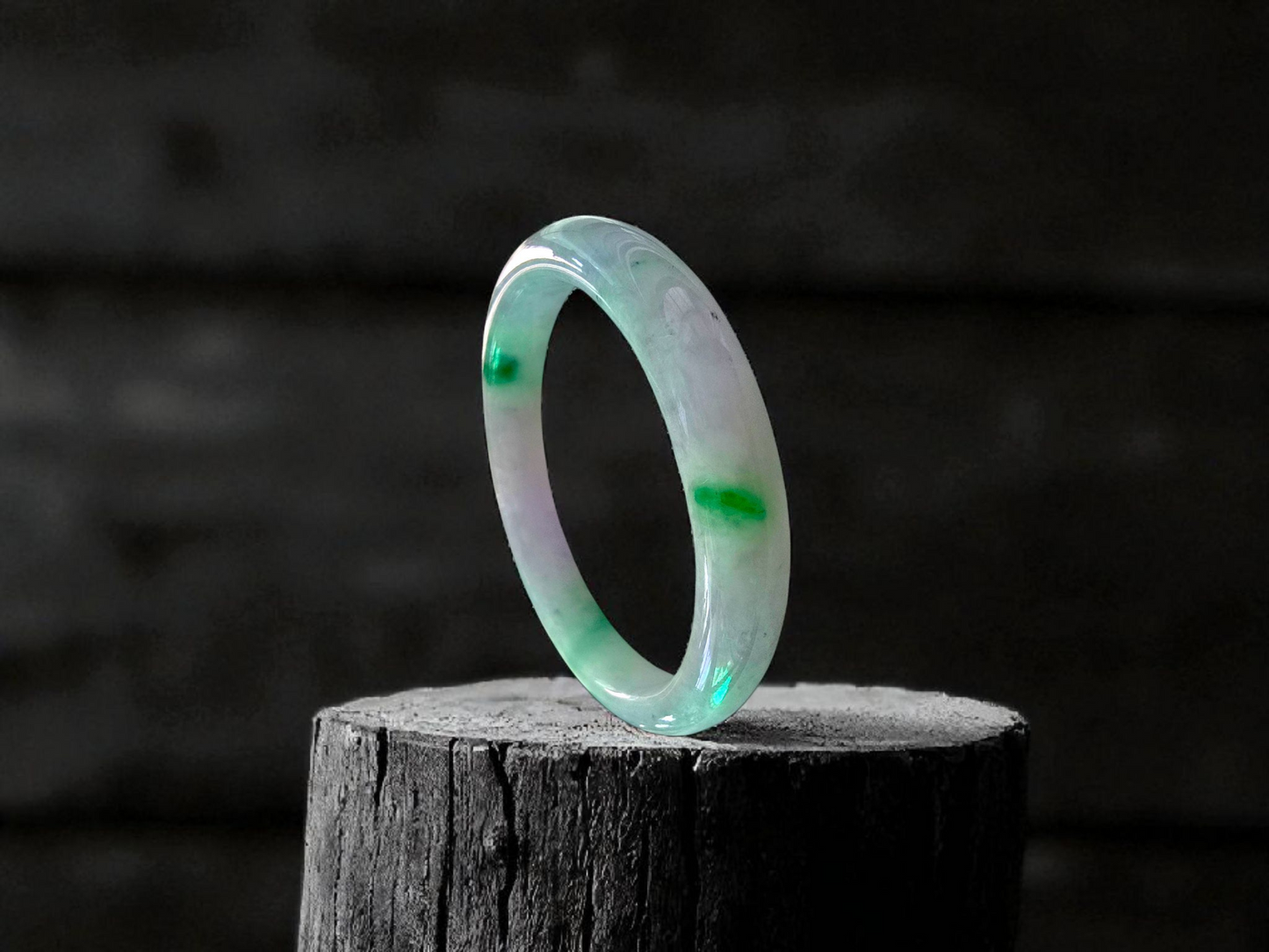 Earth's (MADE IN JAPAN) Burmese Green and Lavender A-Jade Round Bangle Bracelet - Certified 08832