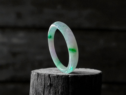 Earth's (MADE IN JAPAN) Burmese Green and Lavender A-Jade Round Bangle Bracelet - Certified 08832