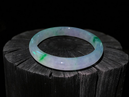 Earth's (MADE IN JAPAN) Burmese Green and Lavender A-Jade Round Bangle Bracelet - Certified 08832