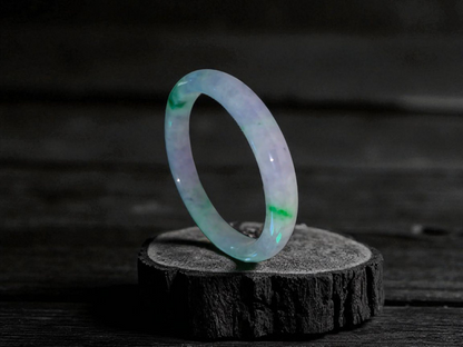 Earth's (MADE IN JAPAN) Burmese Green and Lavender A-Jade Round Bangle Bracelet - Certified 08832