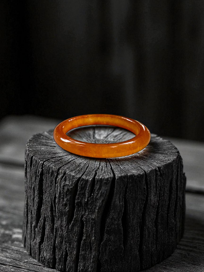 Masters Burmese Orange-Red A-Jadeite Infinity Band Ring Size US 6.5 09023 - Certified