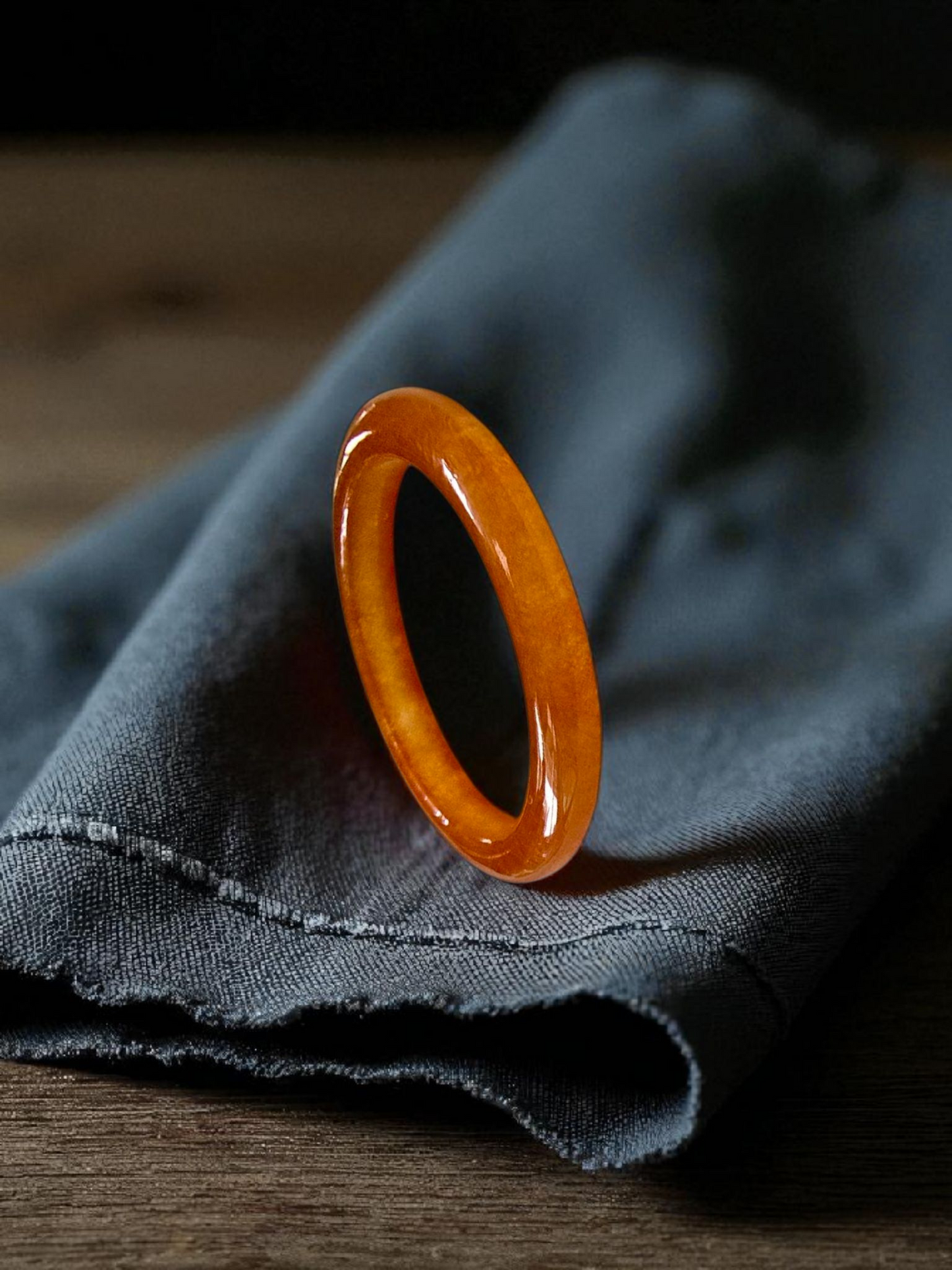 Masters Burmese Orange-Red A-Jadeite Infinity Band Ring Size US 6.5 09023 - Certified