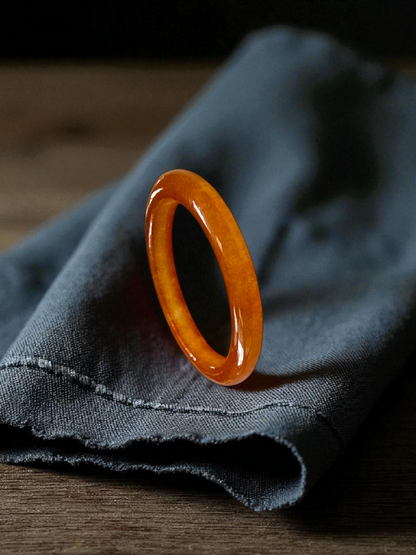 Masters Burmese Orange-Red A-Jadeite Infinity Band Ring Size US 6.5 09023 - Certified