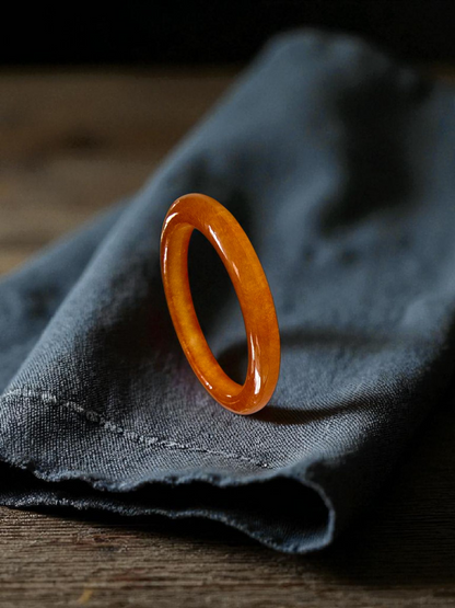 Masters Burmese Orange-Red A-Jadeite Infinity Band Ring Size US 6.5 09023 - Certified