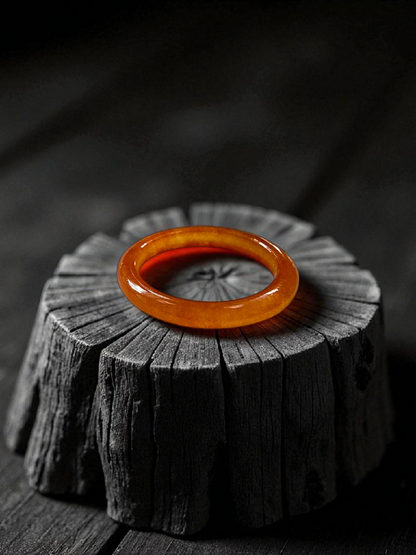 Masters Burmese Orange-Red A-Jadeite Infinity Band Ring Size US 6.5 09023 - Certified