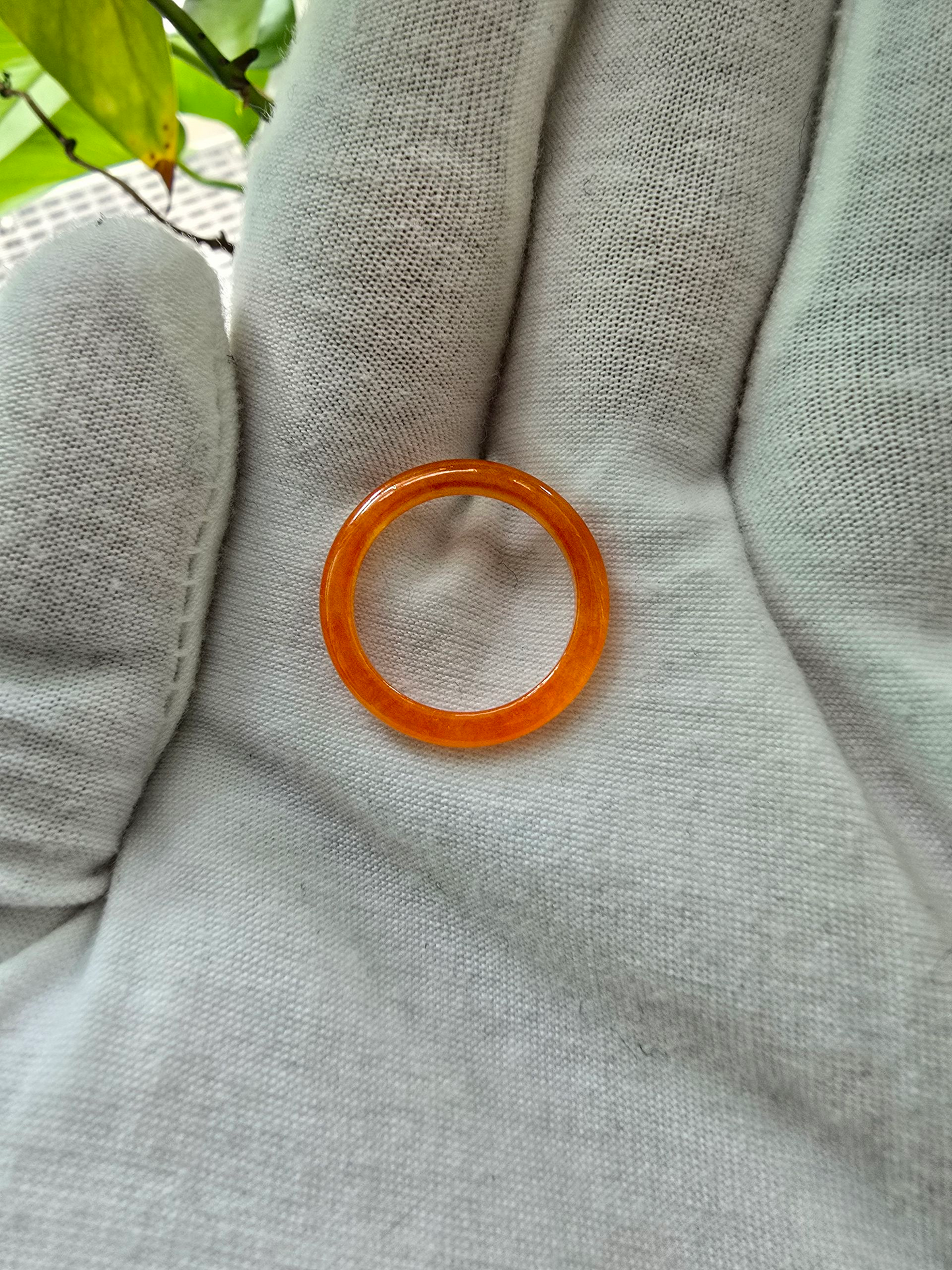 Masters Burmese Orange-Red A-Jadeite Infinity Band Ring Size US 6.5 09023 - Certified