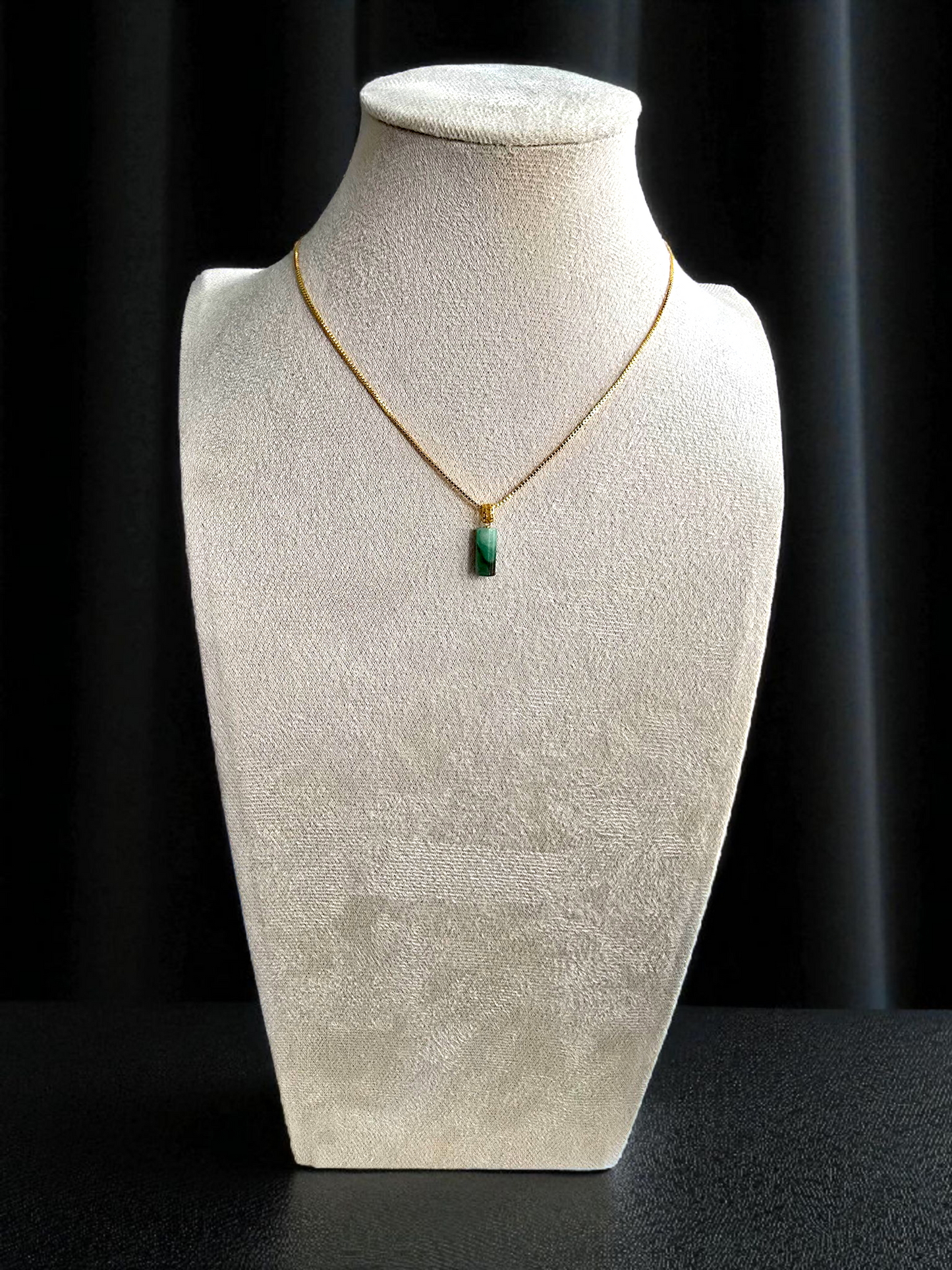 Hokkaido (MADE IN JAPAN) Tube Burmese A-Jadeite Charm Pendant (with 18K Yellow Gold) - Certified - V1