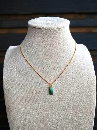 Hokkaido (MADE IN JAPAN) Tube Burmese A-Jadeite Charm Pendant (with 18K Yellow Gold) - Certified - V1