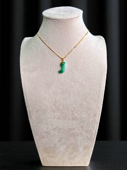 Ginza Magatama (MADE IN JAPAN) Burmese A-Jadeite Charm Pendant (with 18K Yellow Gold) - Certified - V1