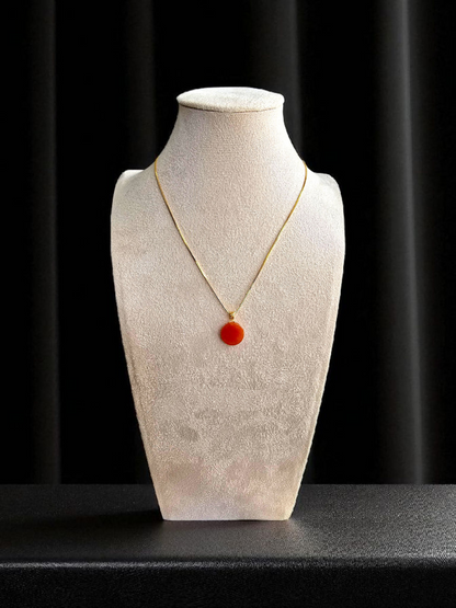 Aka Fuji Disc (MADE IN JAPAN) Burmese Red A-Jadeite Charm Pendant (with 18K Yellow Gold) - Certified