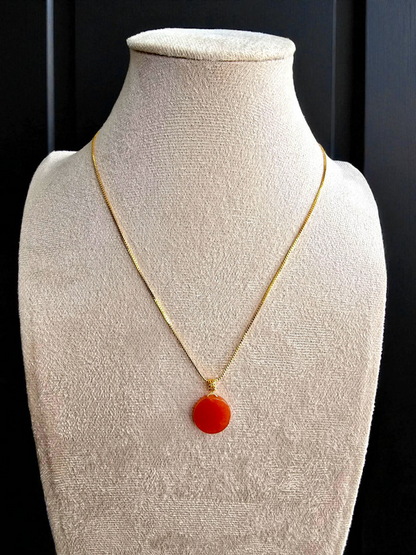 Aka Fuji Disc (MADE IN JAPAN) Burmese Red A-Jadeite Charm Pendant (with 18K Yellow Gold) - Certified