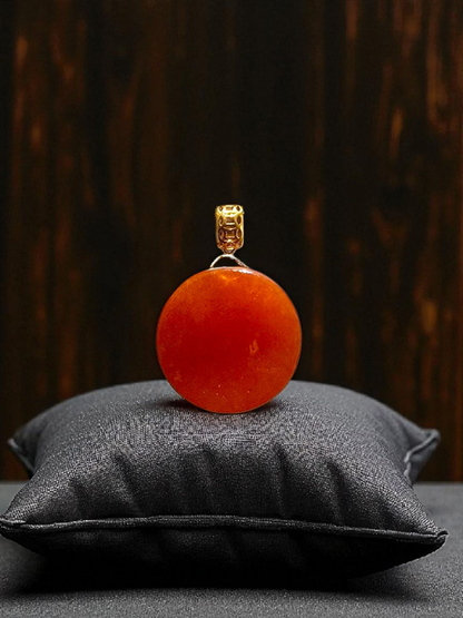 Aka Fuji Disc (MADE IN JAPAN) Burmese Red A-Jadeite Charm Pendant (with 18K Yellow Gold) - Certified