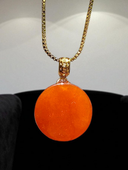 Aka Fuji Disc (MADE IN JAPAN) Burmese Red A-Jadeite Charm Pendant (with 18K Yellow Gold) - Certified