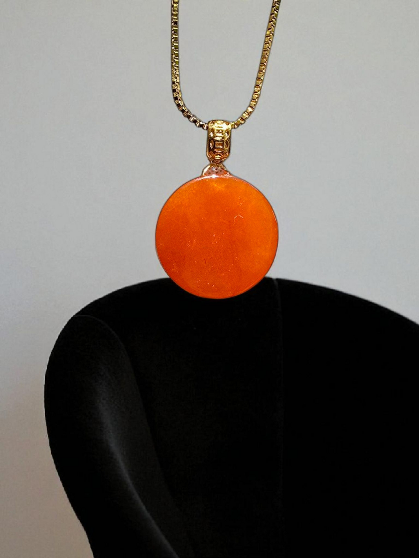 Aka Fuji Disc (MADE IN JAPAN) Burmese Red A-Jadeite Charm Pendant (with 18K Yellow Gold) - Certified