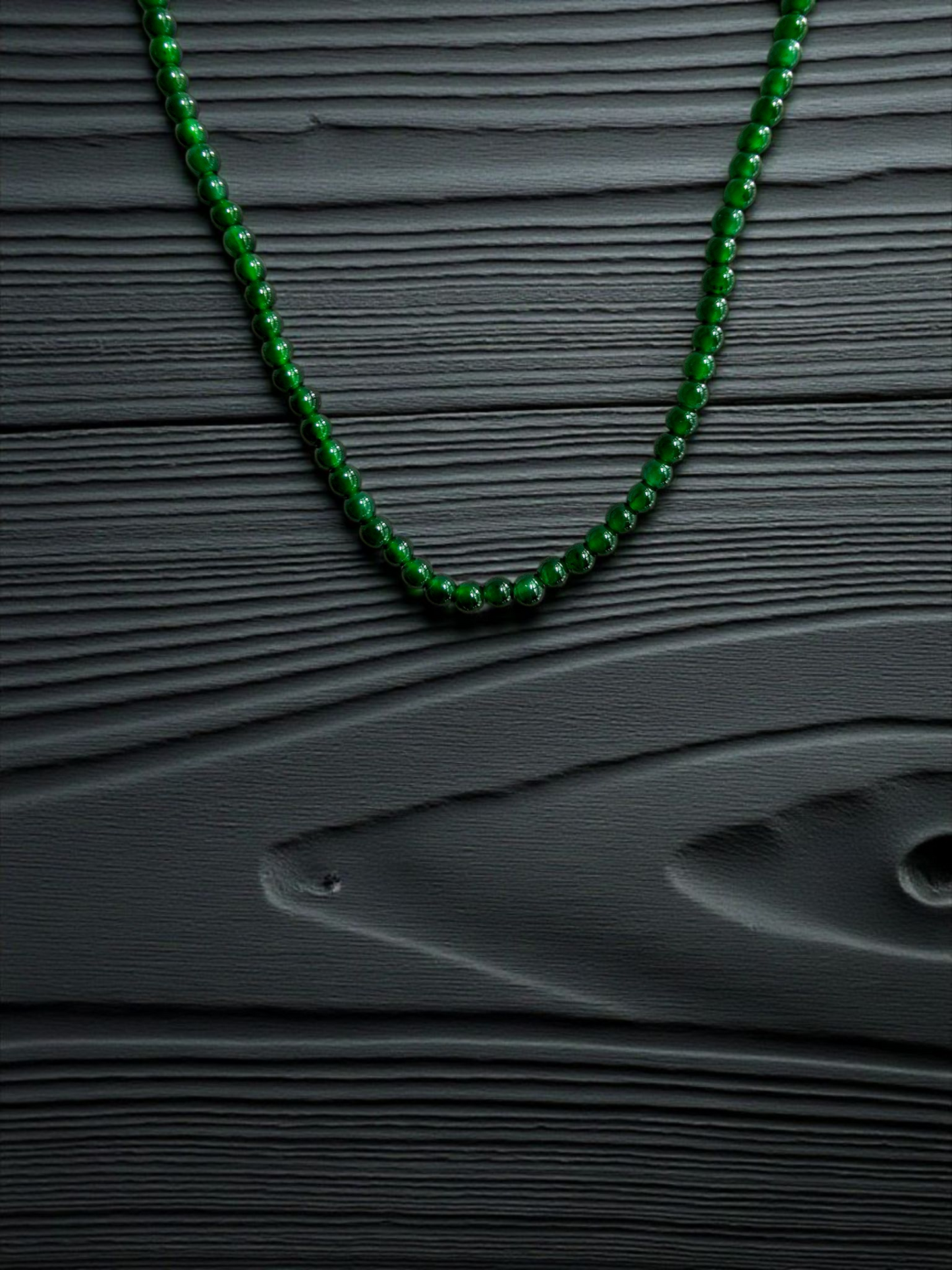 Imperial Green Burmese A-Jade Beaded Long Necklace - 24.50 inches (2.80 mm Beads) with Sterling Silver 925 - Certified - 10010
