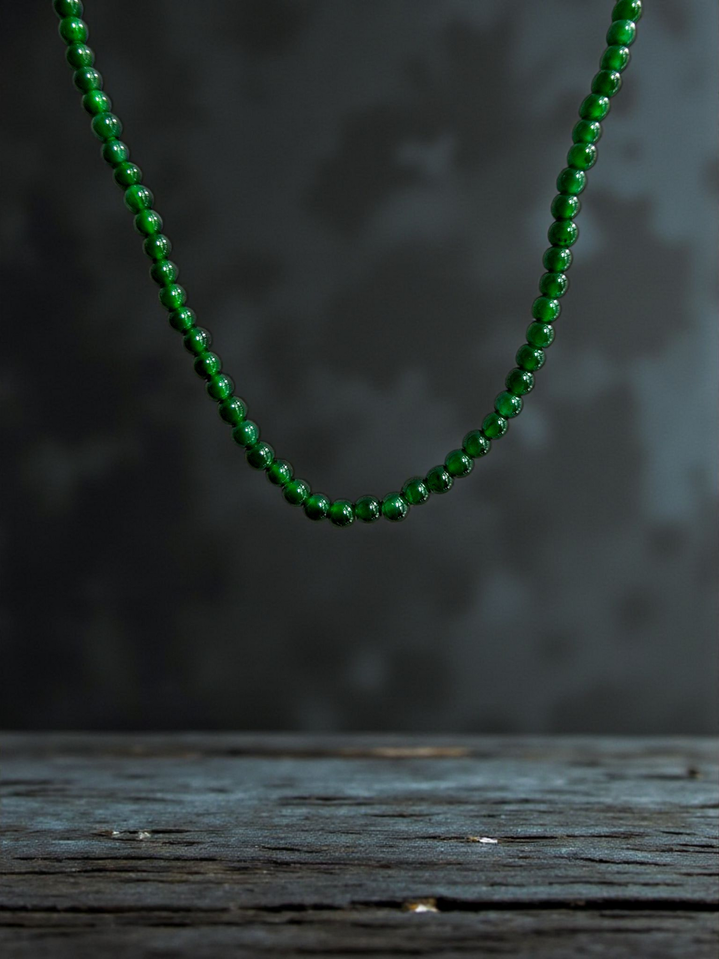 Imperial Green Burmese A-Jade Beaded Long Necklace - 24.50 inches (2.80 mm Beads) with Sterling Silver 925 - Certified - 10010