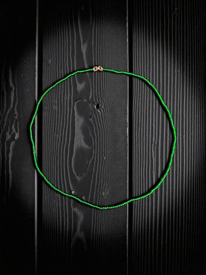 Imperial Green Burmese A-Jade Beaded Long Necklace - 24.50 inches (2.80 mm Beads) with Sterling Silver 925 - Certified - 10010