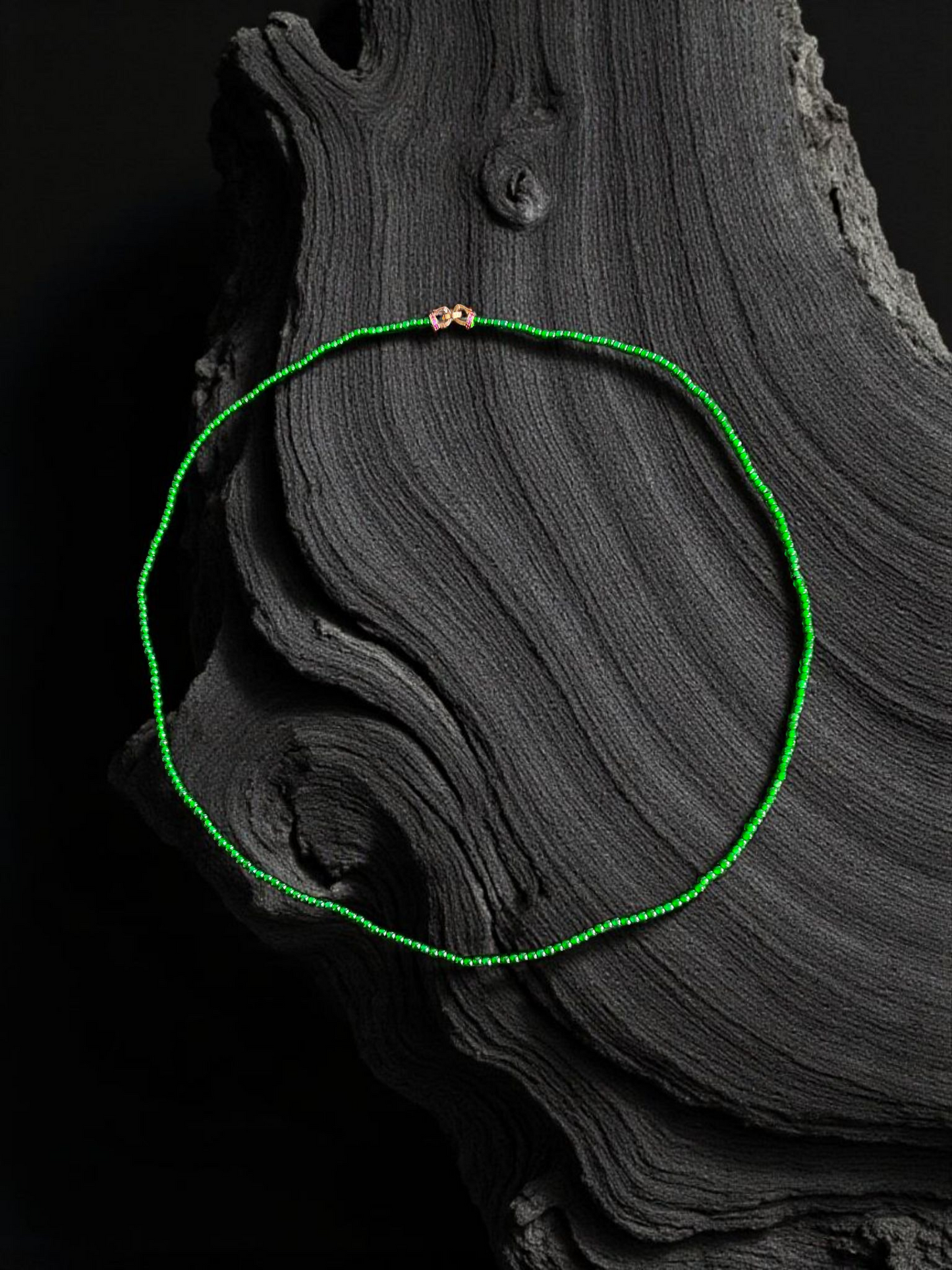 Imperial Green Burmese A-Jade Beaded Long Necklace - 24.50 inches (2.80 mm Beads) with Sterling Silver 925 - Certified - 10010