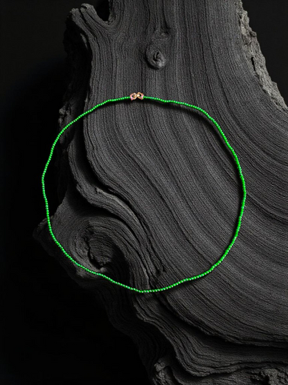 Imperial Green Burmese A-Jade Beaded Long Necklace - 24.50 inches (2.80 mm Beads) with Sterling Silver 925 - Certified - 10010