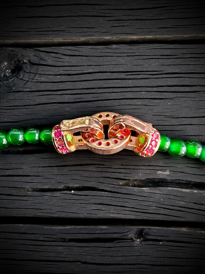 Imperial Green Burmese A-Jade Beaded Long Necklace - 24.50 inches (2.80 mm Beads) with Sterling Silver 925 - Certified - 10010