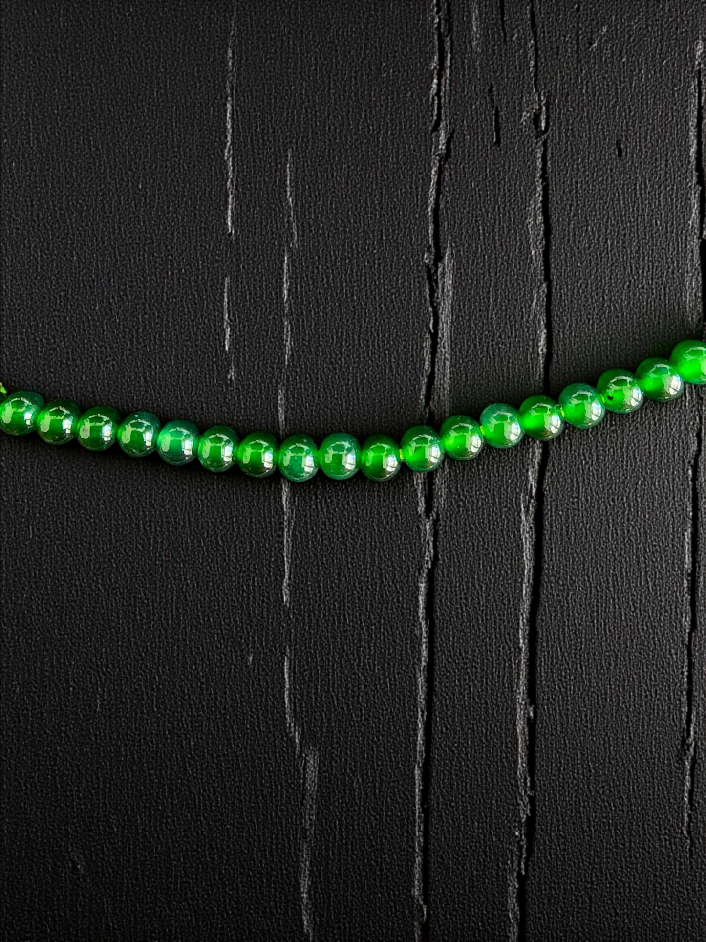Imperial Green Burmese A-Jade Beaded Long Necklace - 25.60 inches (4.50 mm Beads) with Sterling Silver 925 - Certified - 10011