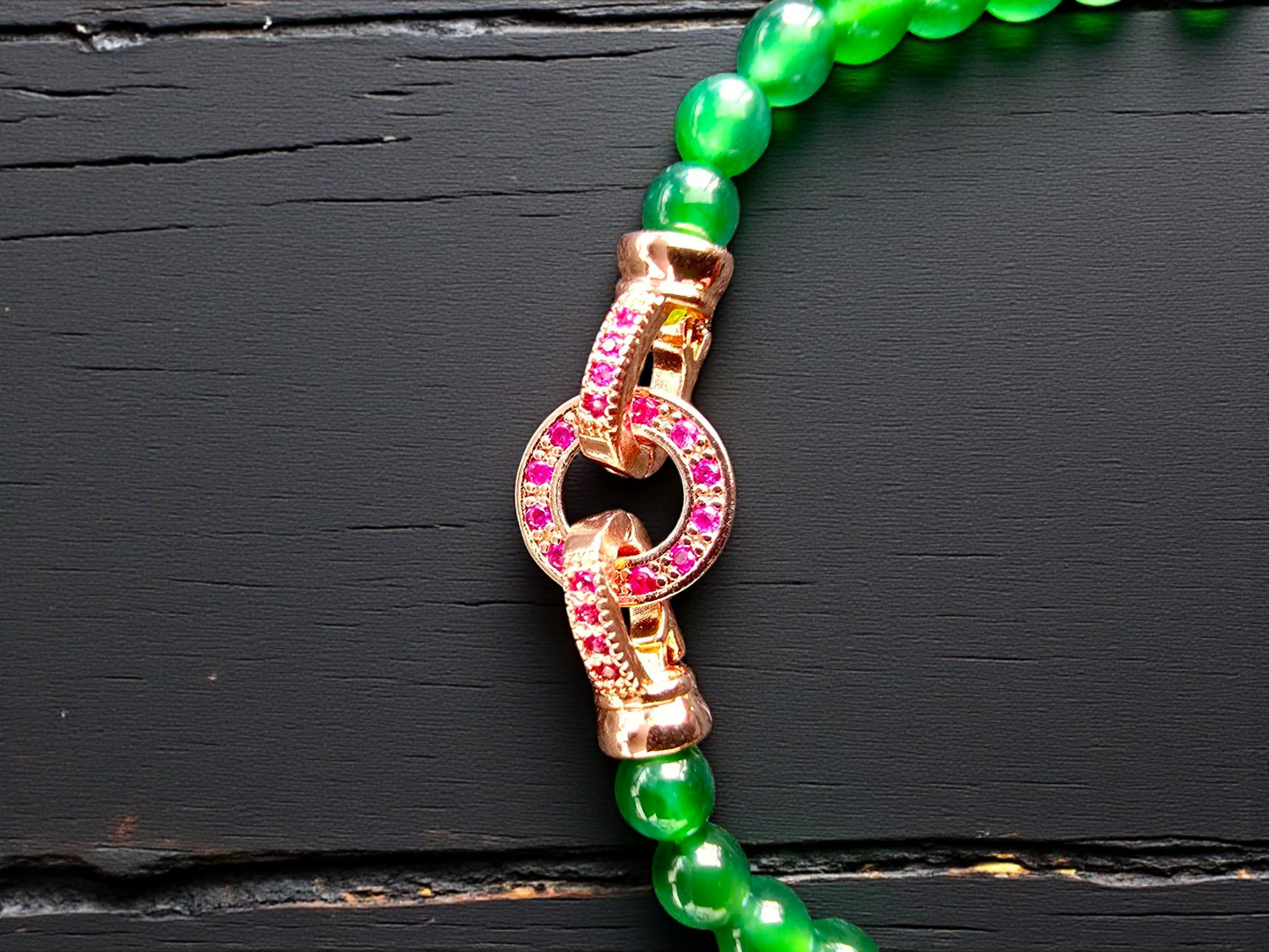 Imperial Green Burmese A-Jade Beaded Long Necklace - 25.60 inches (4.50 mm Beads) with Sterling Silver 925 - Certified - 10011