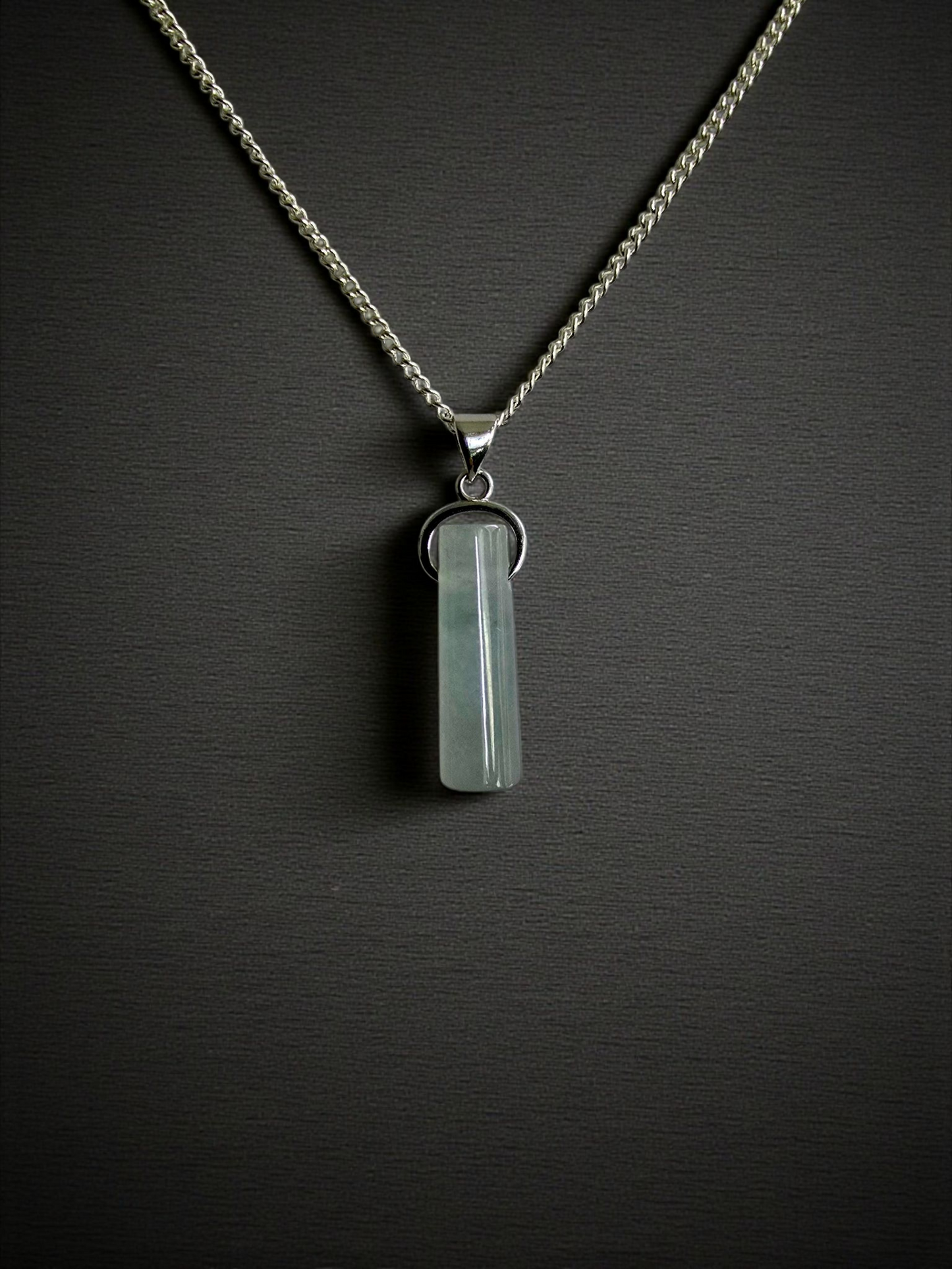 Hokkaido (MADE IN JAPAN) Icy Tube Burmese A-Jadeite Charm Pendant (with Sterling Silver 925) - Certified - V2