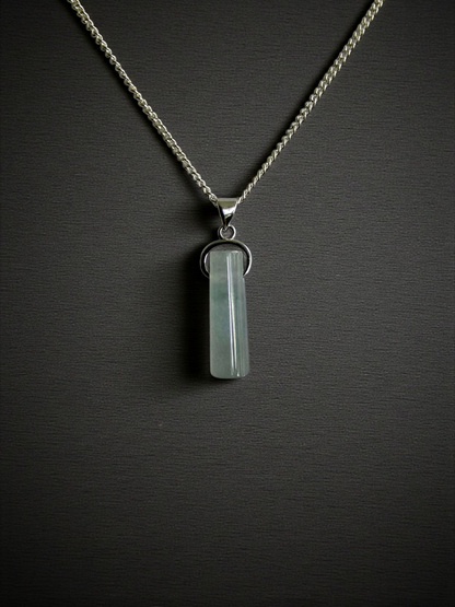 Hokkaido (MADE IN JAPAN) Icy Tube Burmese A-Jadeite Charm Pendant (with Sterling Silver 925) - Certified - V2