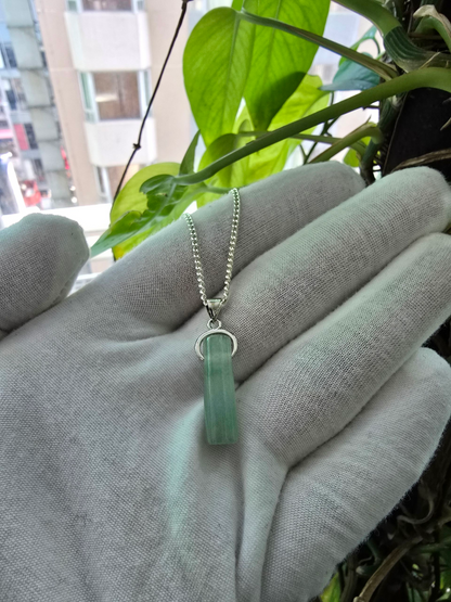 Hokkaido (MADE IN JAPAN) Icy Tube Burmese A-Jadeite Charm Pendant (with Sterling Silver 925) - Certified - V2