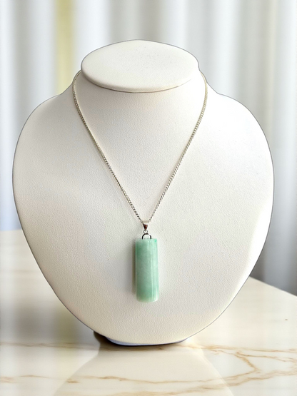 Hokkaido (MADE IN JAPAN) Tube Burmese A-Jadeite Charm Pendant (with 18K Solid White Gold) - Certified - V3